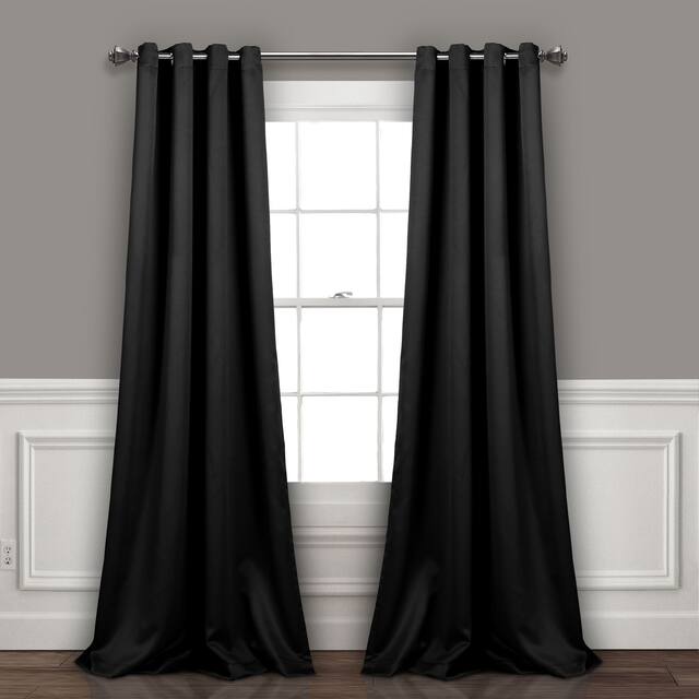 Lush Decor Insulated Grommet Blackout Curtain Panel Pair - 108 Inches - Black