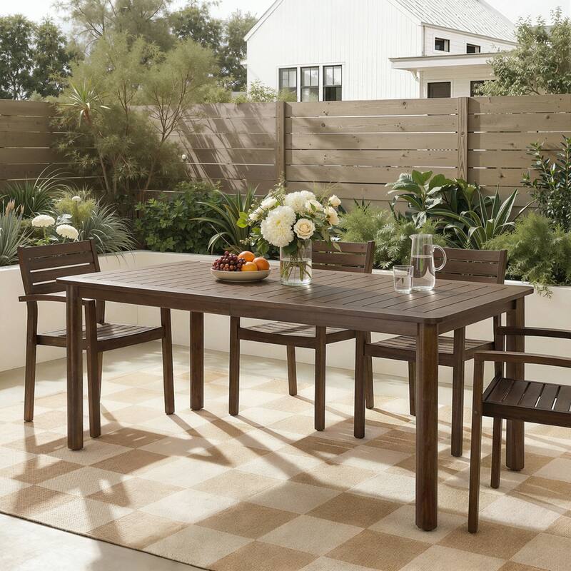 Christopher Knight Home - Verano Rectangular Outdoor Solid Acacia Wood Dining Table - Dark Brown