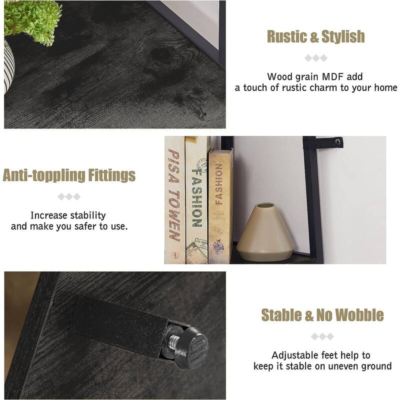 VECELO 6-Tier Corner Bookshelf 68.5" Open Shelves Space-Saving Multifunctional Storage for Living Room Kitchen Balcony