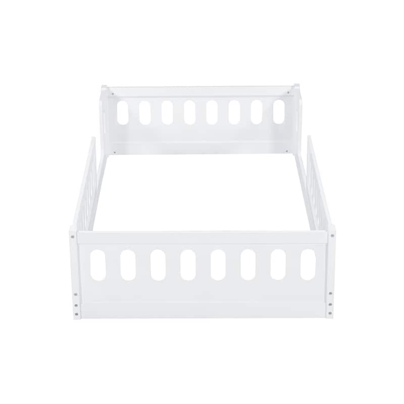 Wood Twin Size Platform Bed with Guardrail