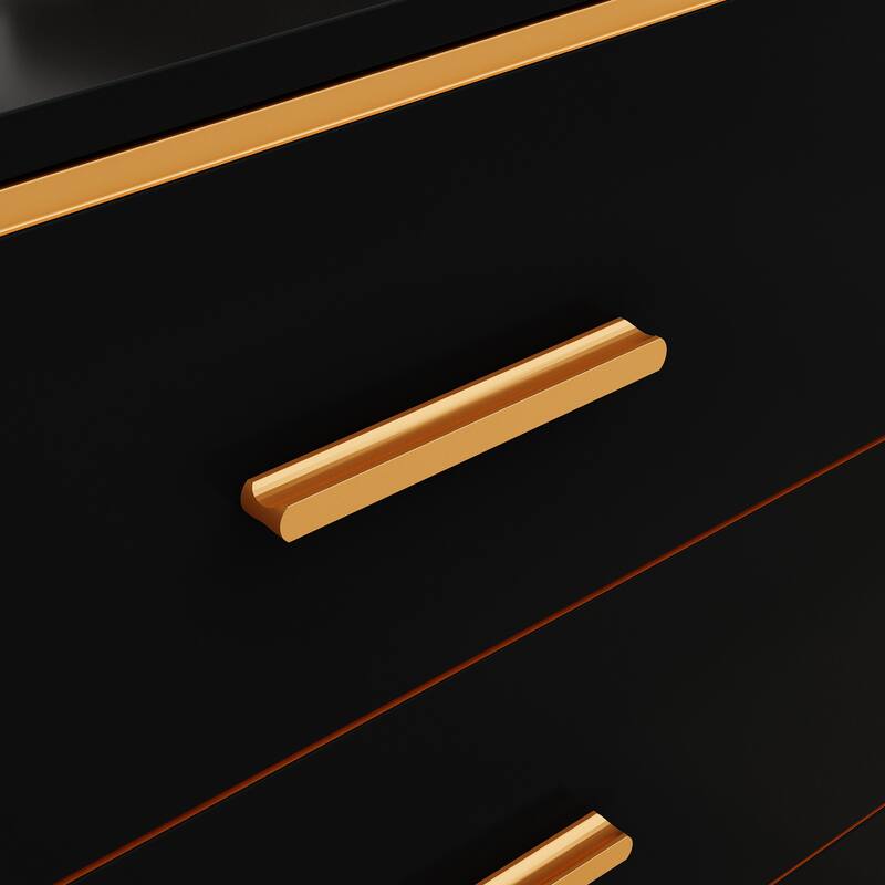 Luxurious Black and Gold Storage Cabinet Nightstand: Modern Design, Ample Storage & Practical Features