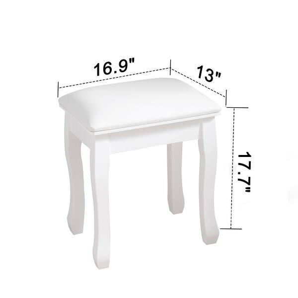 Wooden Vanity Stool Makeup Stool Seat Bag Living Room and Study Room