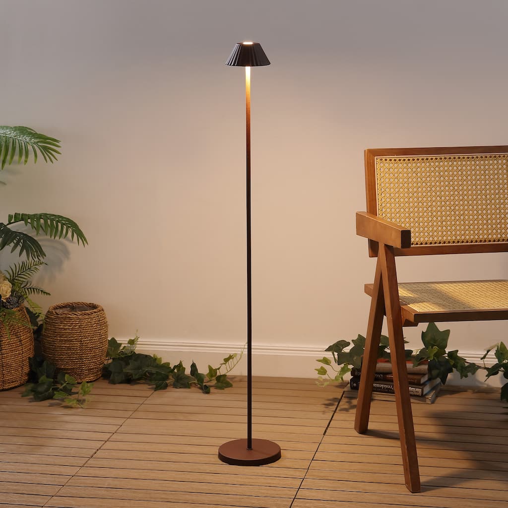 Mallory 44" Cordless LED Floor Lamp, Brown - Dimmable, Indoor/Outdoor