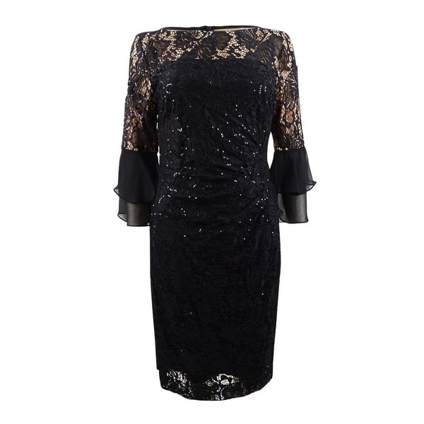 ralph lauren black lace dress Ralph Lauren Lace-embellished Tiered Maxi Dress