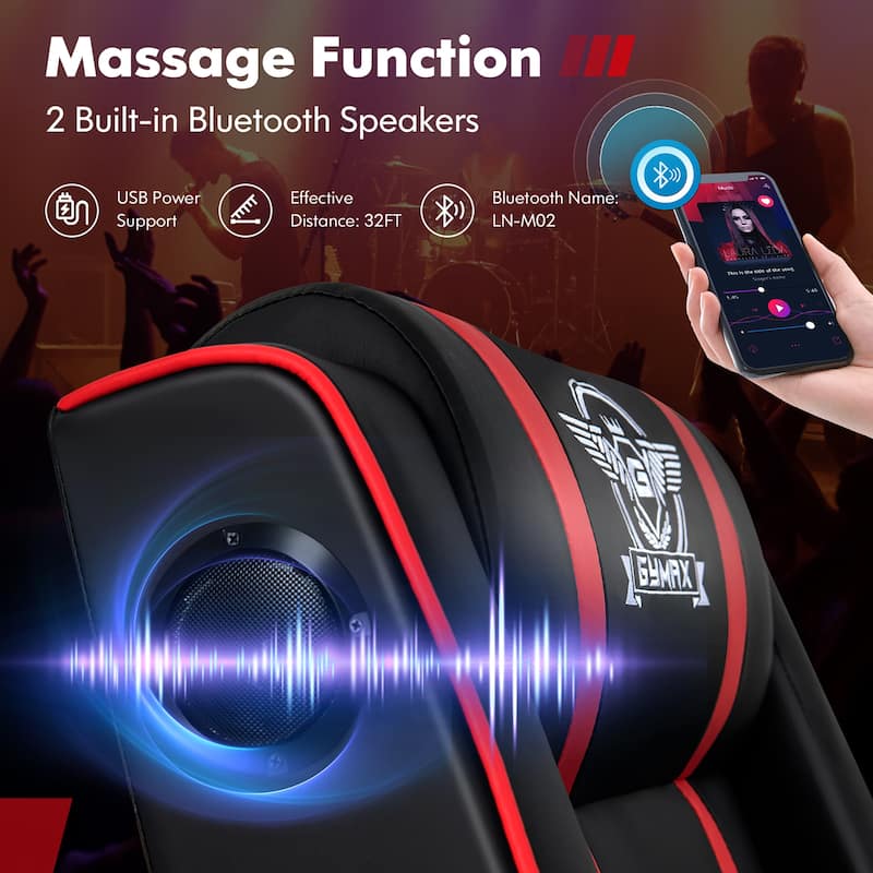 Gymax Massage Gaming Recliner Chair PU Leather Single Recliner Sofa