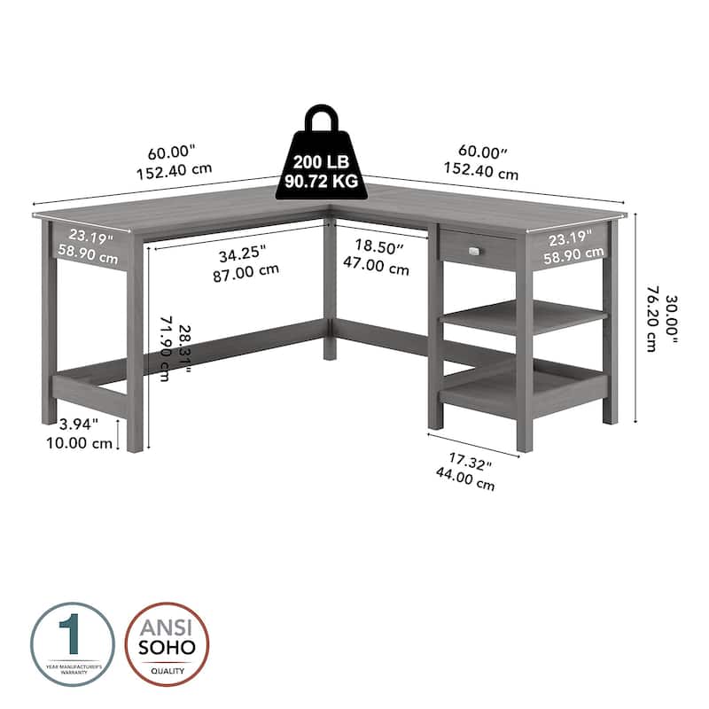 Broadview 60W L Shaped Computer Desk with Storage by Bush Furniture