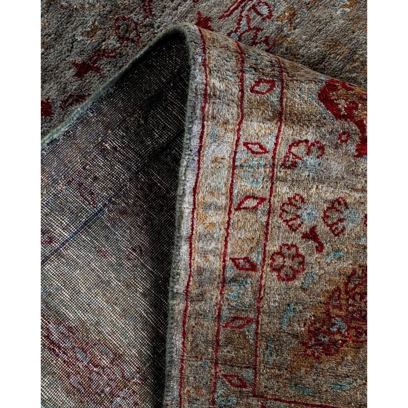 Overton Hand Knotted Wool Vintage Inspired Modern Contemporary Overdyed Gray Area Rug - 5' 10" x 7' 3"