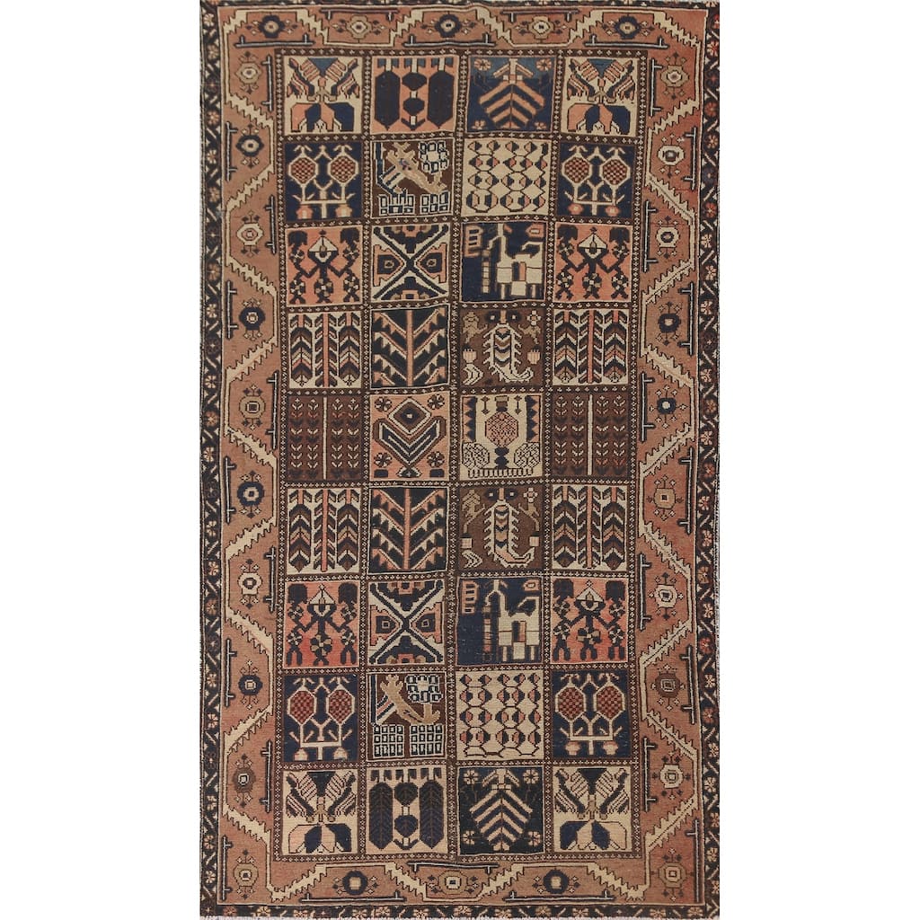 Garden Design Bakhtiari Persian Vintage Area Rug Handmade Wool Carpet - 5'0" x 9'5"