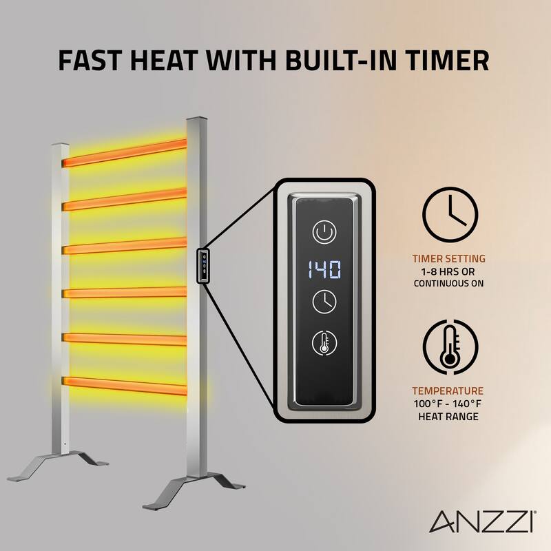 ANZZI Naples 6-Bar Aluminum Wall Mounted or Free Standing Towel Warmer