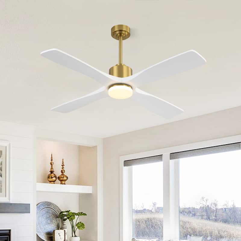 MLiAN 54 inch Solid Wood Indoor Ceiling Fan with Light Kit and Remote - 54 inch