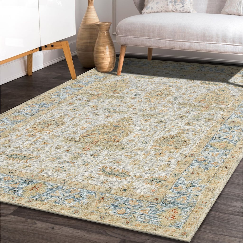 Sevita Floral Bordered Area Rug