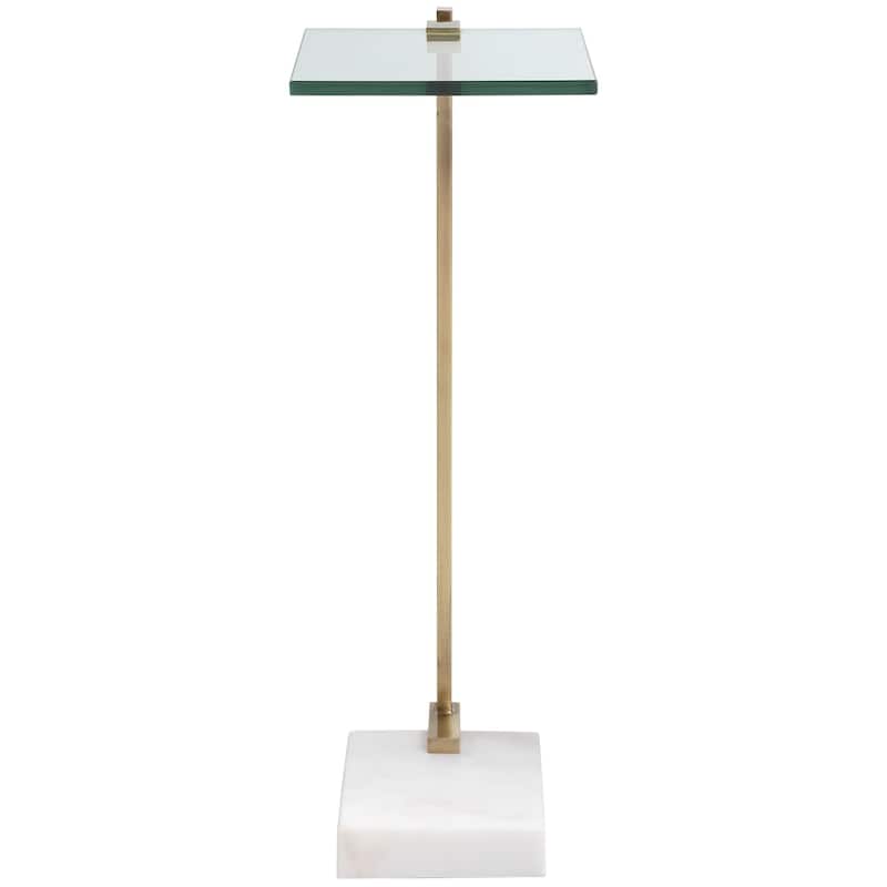 23.5" Gold and White C-Shaped Accent Table