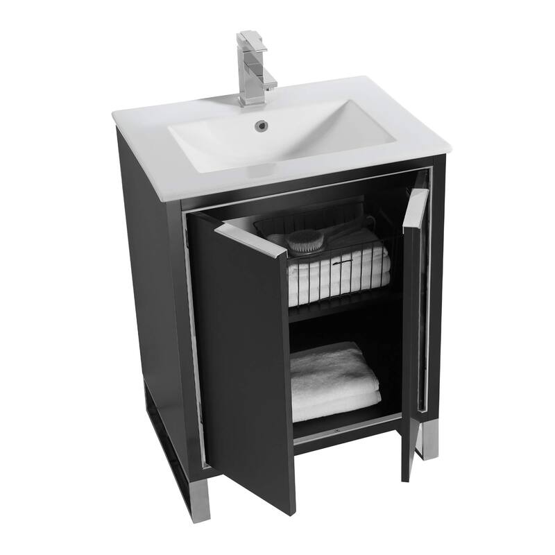 Fine Fixtures Opulence Collection Bathroom Vanity with White Ceramic Sink