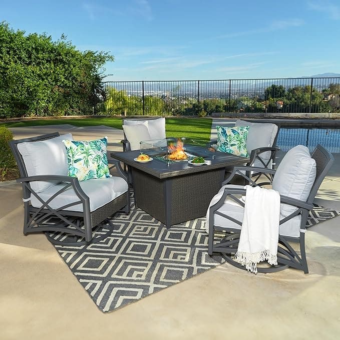 Kinger Home Ethan Rattan 5-Piece Patio Furniture Set - 42-Inch