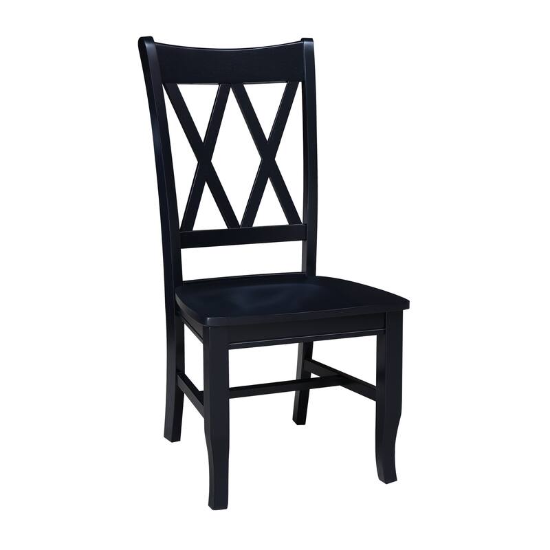 Double X-Back Solid Wood Chairs - Set of 2