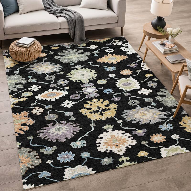 Machine Washable Indoor/ Outdoor Traditonal Delhi Chantille Rug
