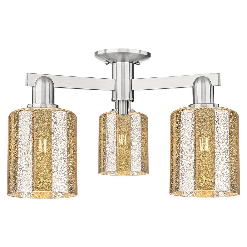 Innovations Lighting Endless Possibilities Arcadia - Cobbleskill - 3 Light 23" Semi-Flush Mount - Mercury/Brushed Satin Nickel