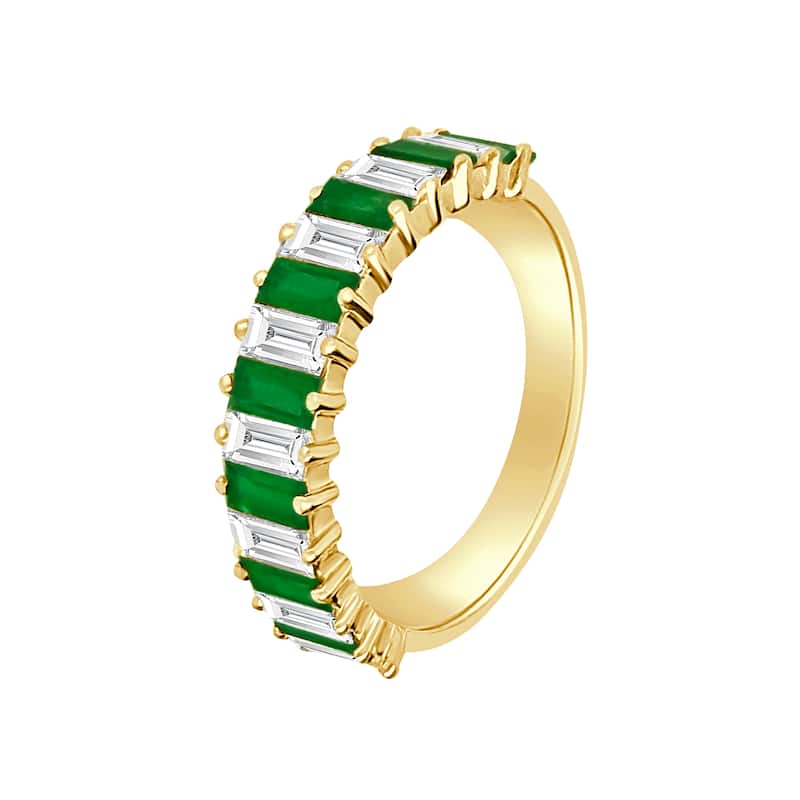 Auriya 14k Gold Lab Grown Emerald and Baguette Diamond Eternity Band 0.97 ct. tw. (F-G, VS)