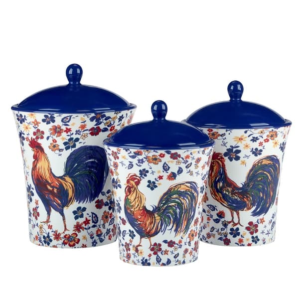slide 2 of 6, Certified International Morning Rooster Set of 3 Canisters