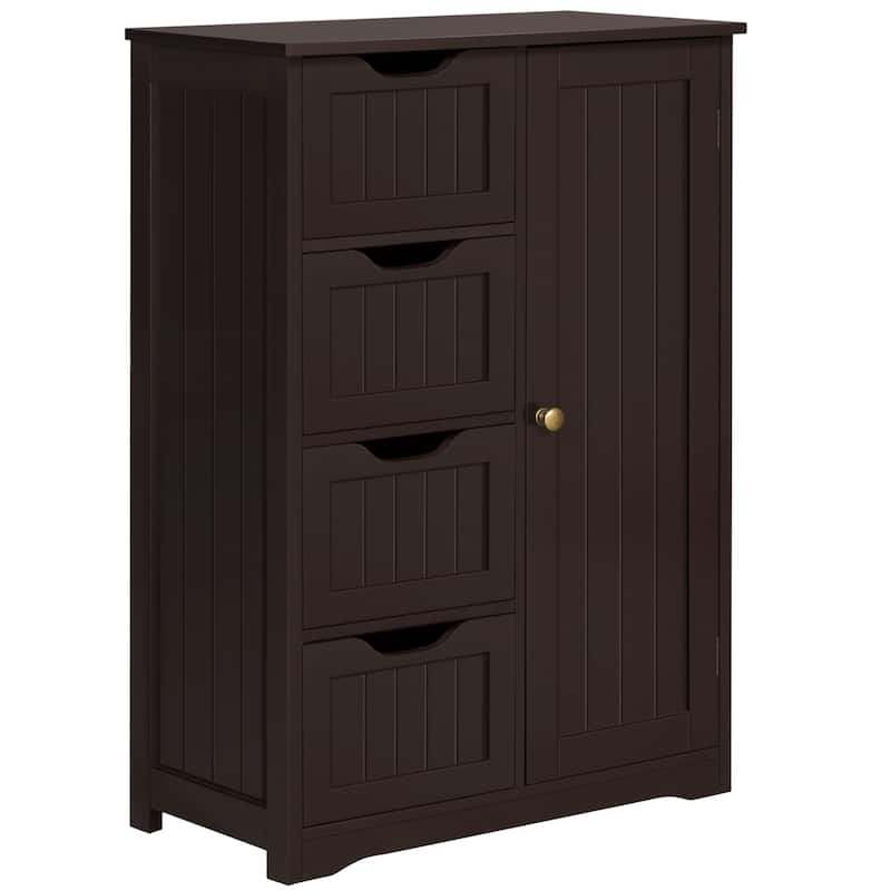 Yaheetech Floor Bathroom Cabinet Unit with 4 Drawers, Cupboard Storage for Bathroom, Livingroom