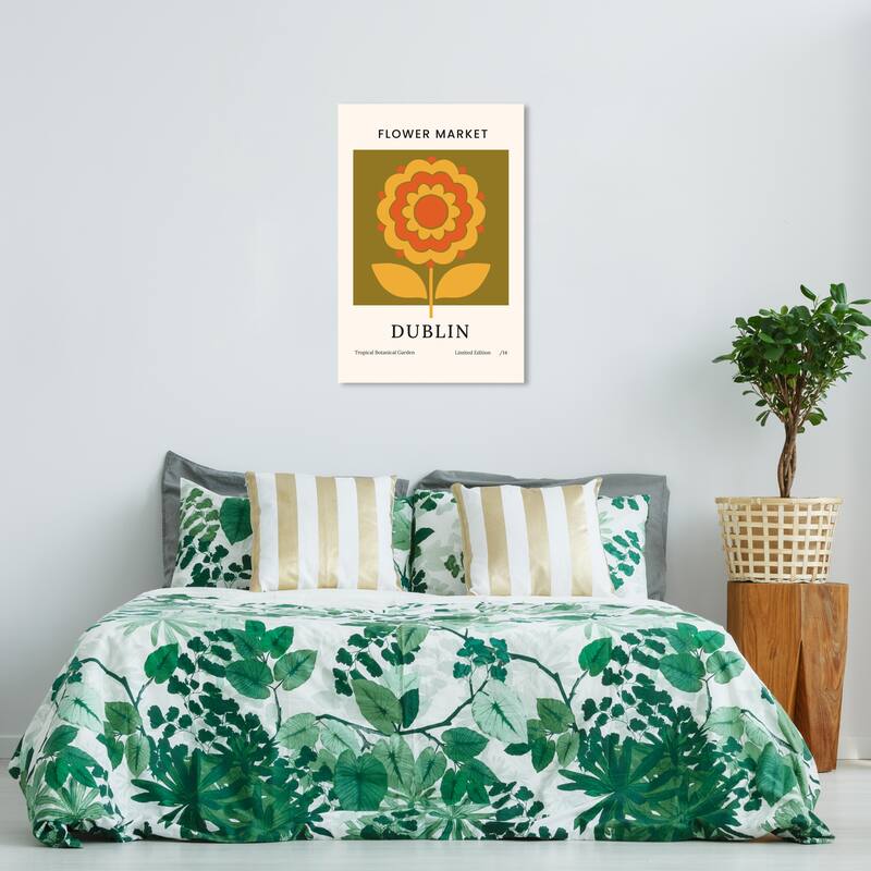 Wynwood Studio Canvas Floral and Botanical Flower Market Dublin Green Modern & Contemporary Wall Art Canvas Print