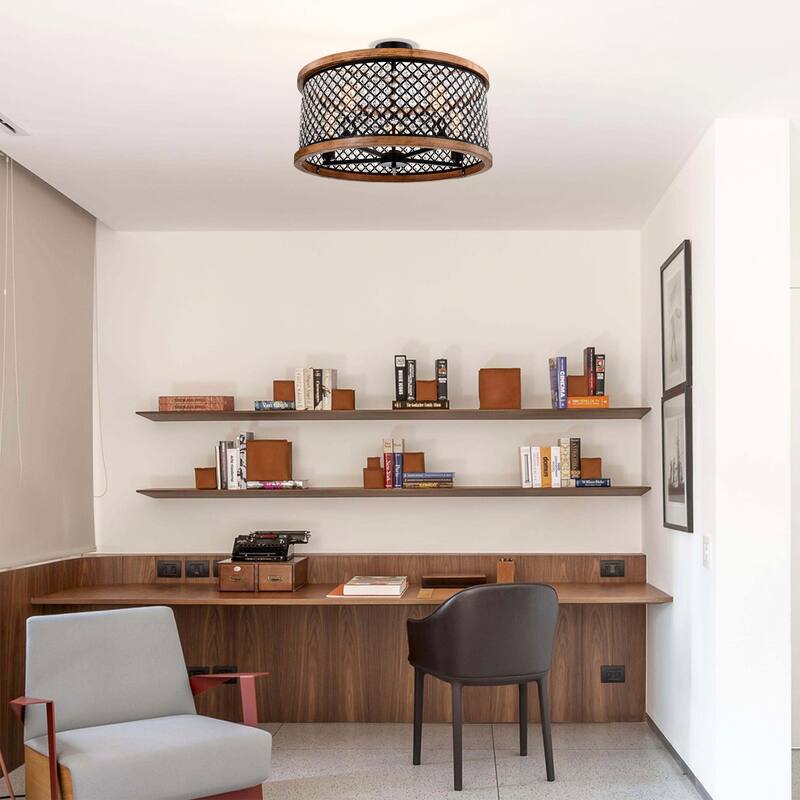 Pomine 24 Inch Modern Crystal Shade Semi Flush Mount 5-Light