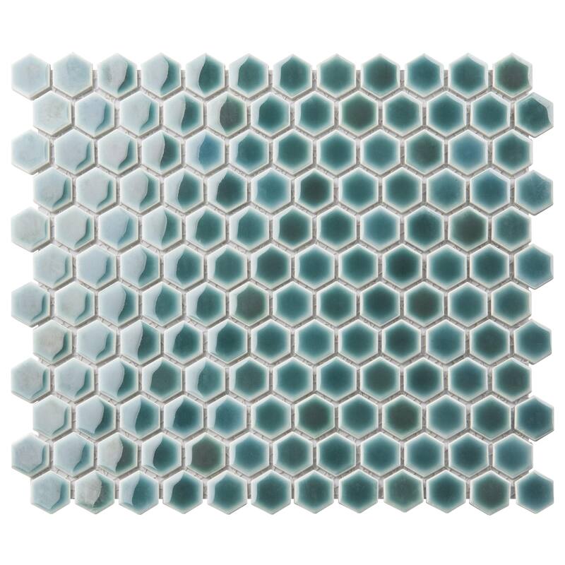 Merola Tile Hudson 1" Hex Emerald 11-7/8" x 13-1/4" Porcelain Mosaic Floor and Wall Tile