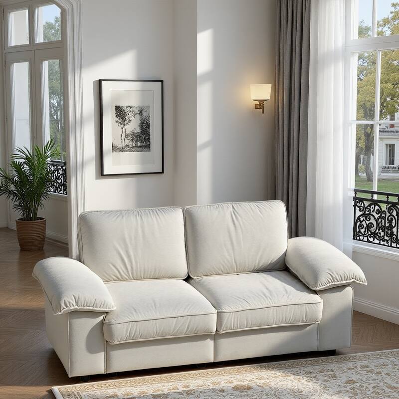 79" Loveseat Sofa Couch with Under-Seat Storage, Elegant 2-Seater Settee with Pillow Top Armrests for Living Room