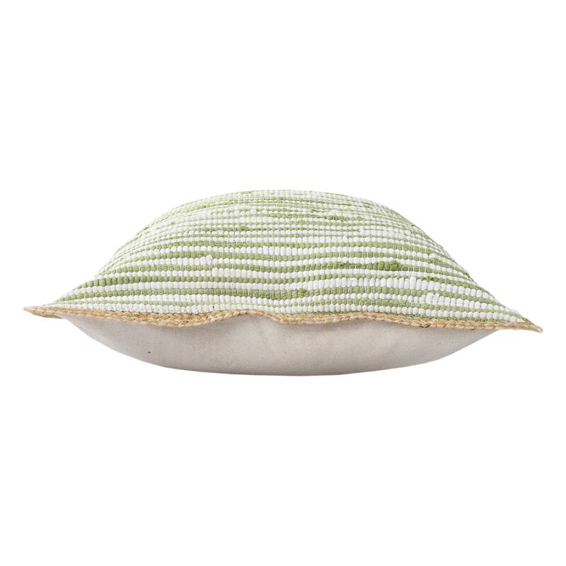 Sevita Striped Jute Bordered Throw Pillow