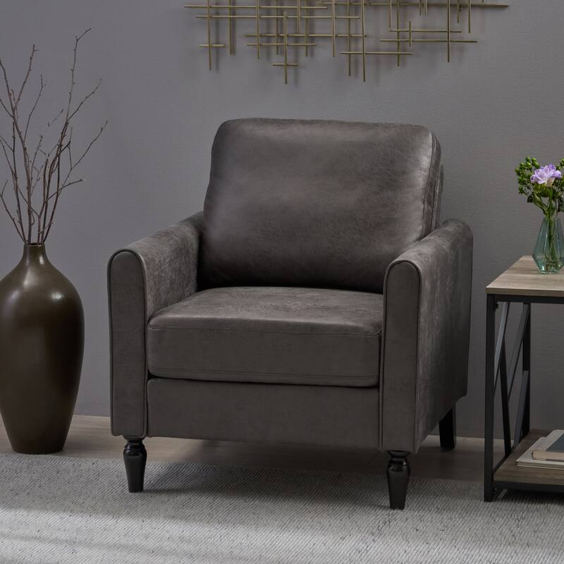 Modern 31" Microfiber Club Chair with Tapered Legs and Thick Seat Cushions