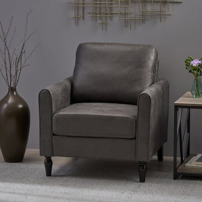 Modern 31" Microfiber Club Chair with Tapered Legs and Thick Seat Cushions