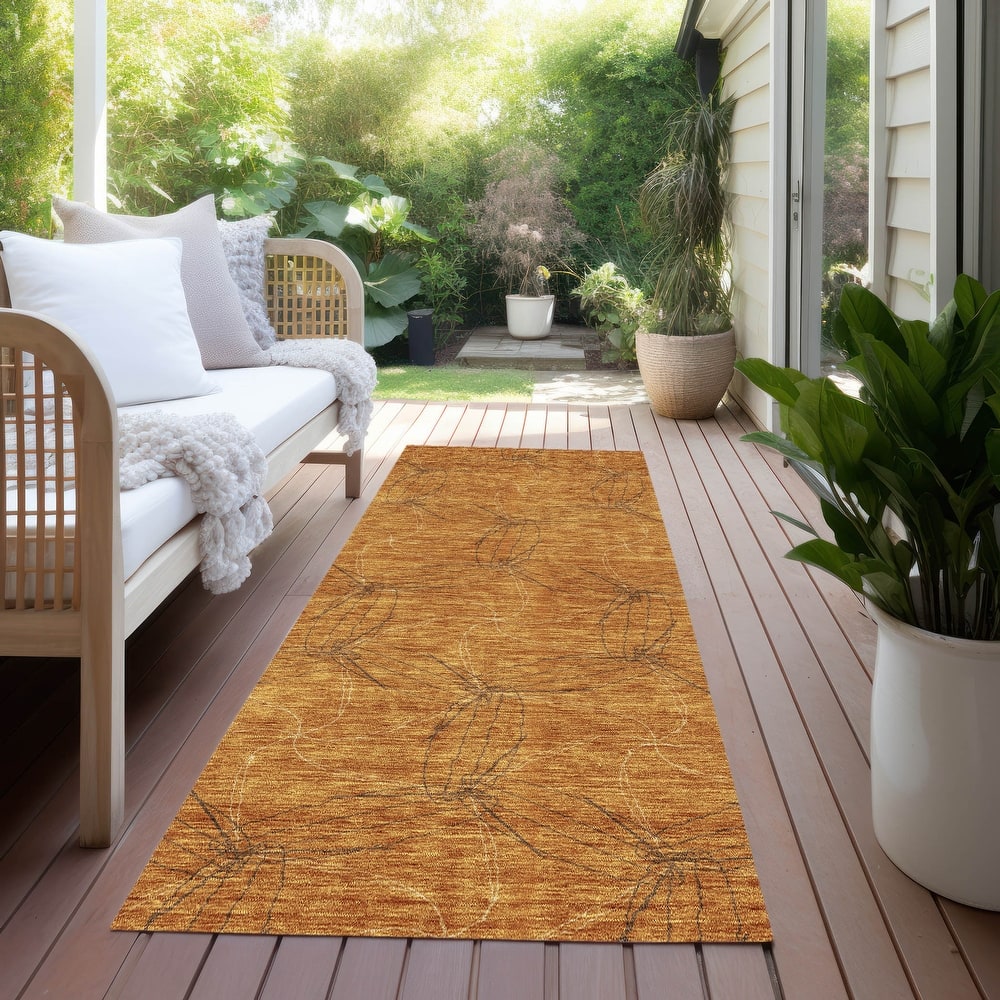 Machine Washable Indoor/ Outdoor Abstract Contemporary Chantille Rug