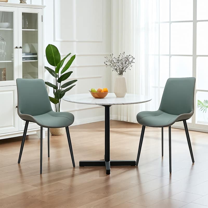 Dark Green Padded Chair khaki Side Chair Set of 2 Dining Chair Vanity Chair Accent Chair Reception Chair with Metal Legs - Dark Green