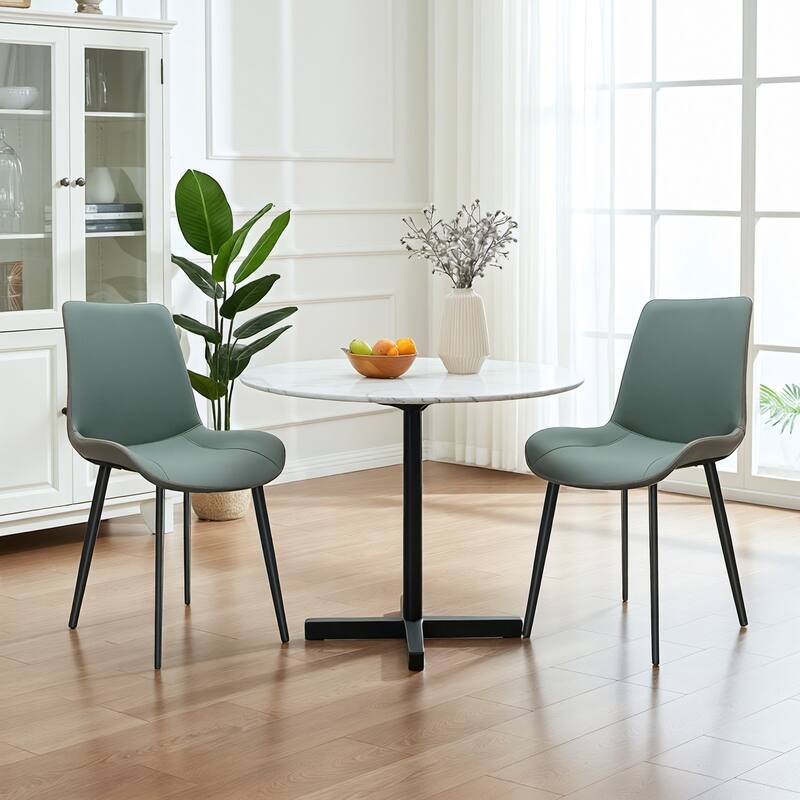 PU Leather Dining Chair with Metal Legs, Modern Upholstered Chair Set of 2 for Kitchen, Restaurant, Living, Meeting Room