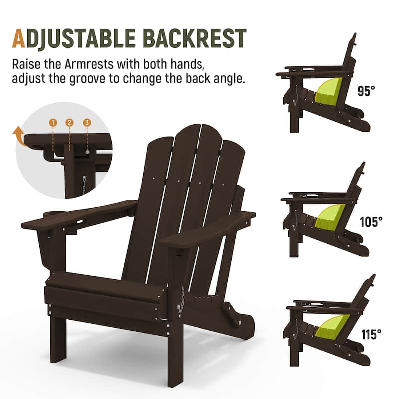 HDPE Plastic Outdoor/Indoor Adjustable Folding Adirondack Chair