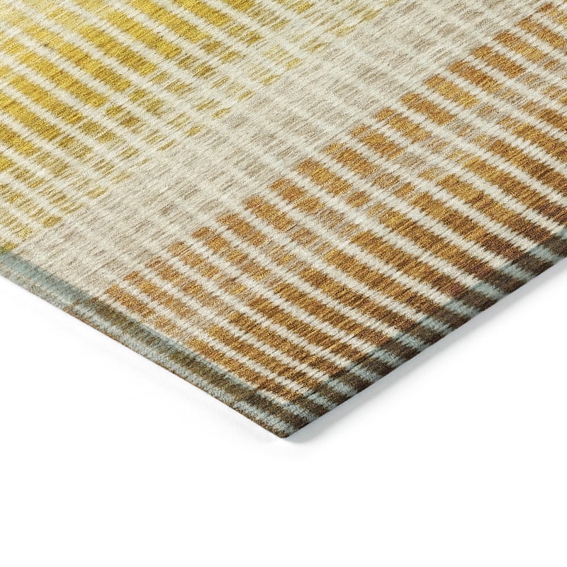 Machine Washable Indoor/ Outdoor Contemporary Stripes Chantille Rug