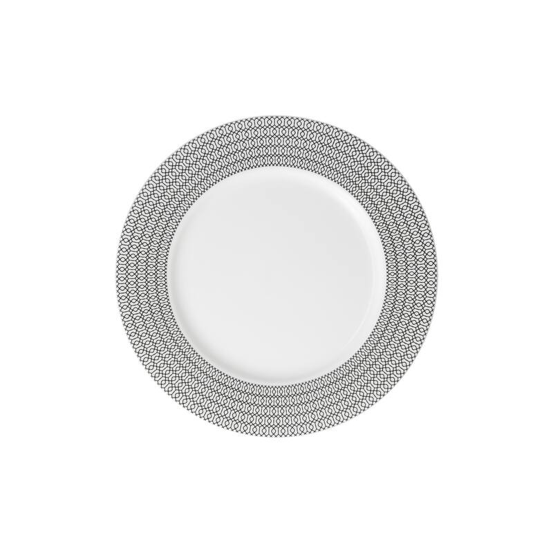 Fortessa Ornament Bone China, 10.75" Dinner Plate (Set of 4) - 10.75" Dinner Plate - Black - 4 Piece