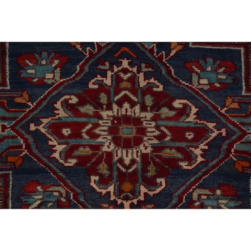 Hand Knotted Oriental 100% Wool Carpet Traditional Geometric Red Tabriz Runner Rug - 13' 7'' X 3' 8''