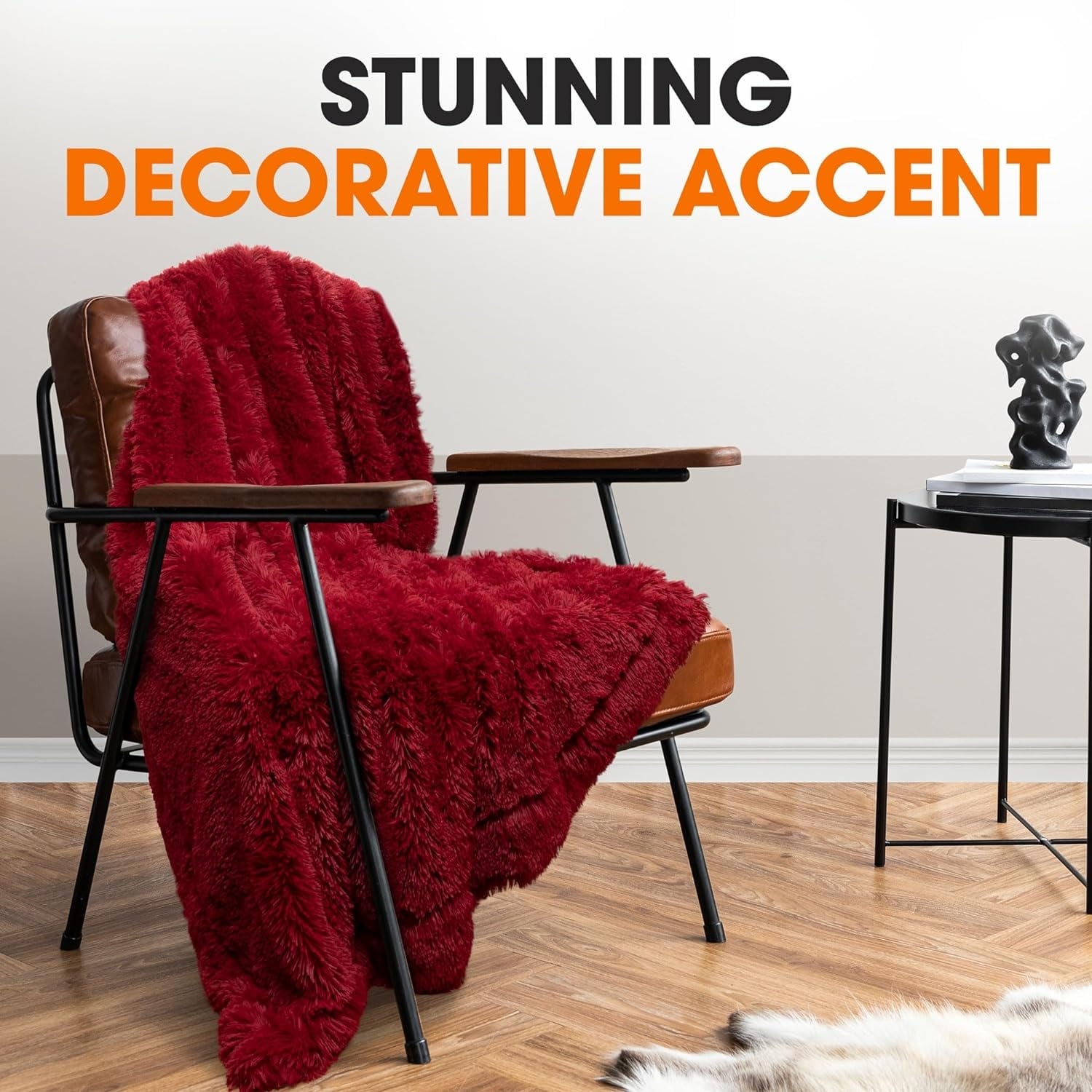 Cheer Collection Reversible Faux Fur Accent Throw Blanket-image