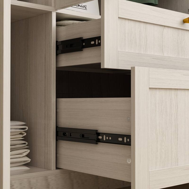 Large Glass Combination Cabinet: Contemporary Storage Closet Armoires