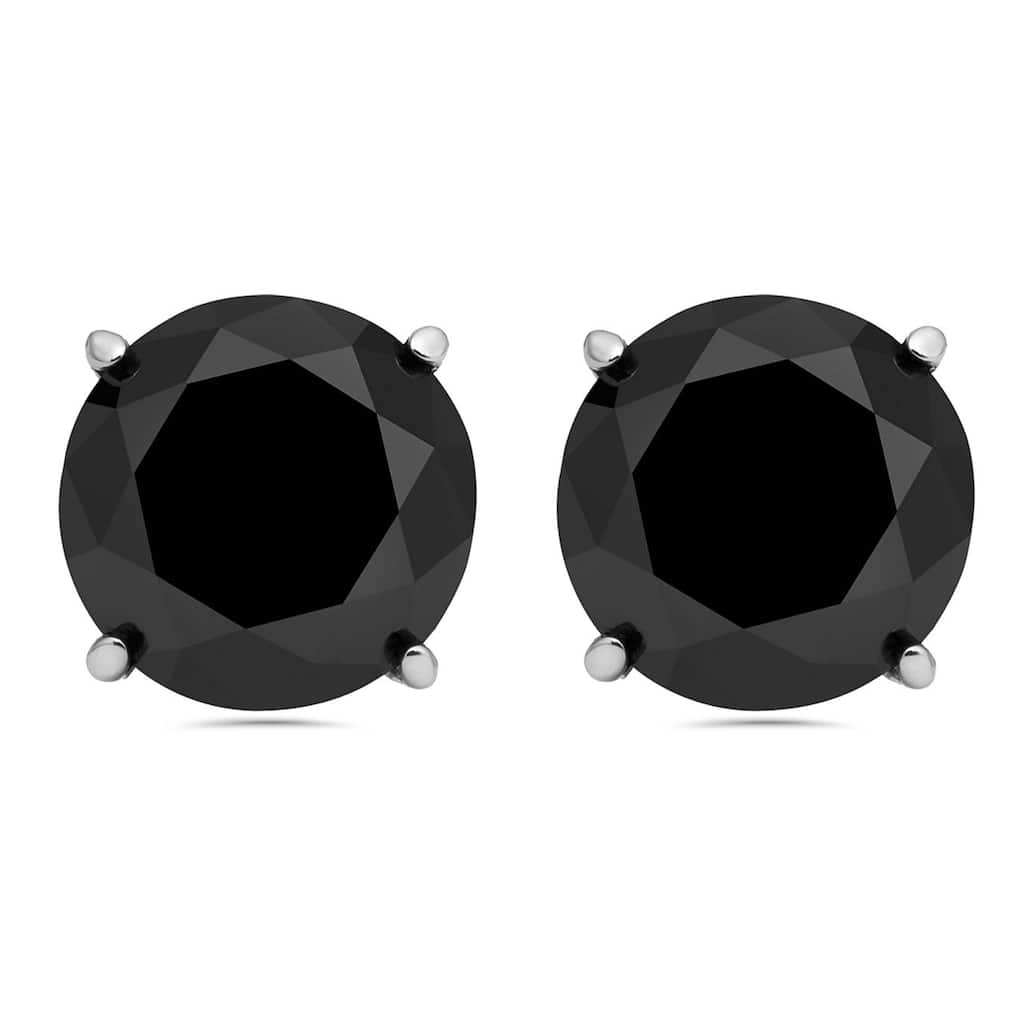 Bliss Diamond White Gold 2ct TW Round Cut Black Diamond Studs