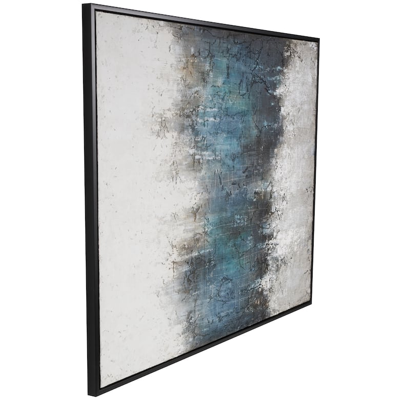 Polystone Geometric Silver Embellishments Framed Wall Art with Black Frame - Silver - Roche River Decor