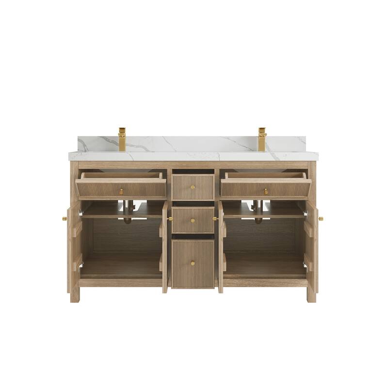 Willow Collections 60 in. W x 22 in. D Sonoma Teak Double Sink Bathroom Vanity with Countertop
