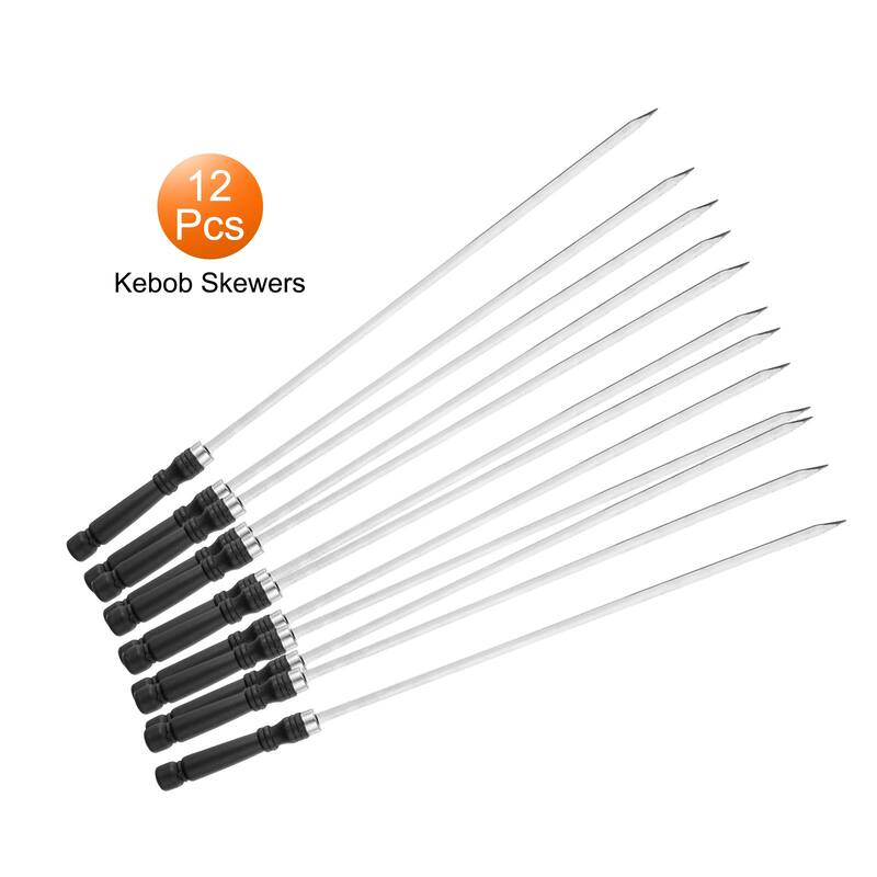 12pcs Kebob Skewers 40cmx5.92mmx1.66mm Flat Sticks with Grip Handle - 40cm