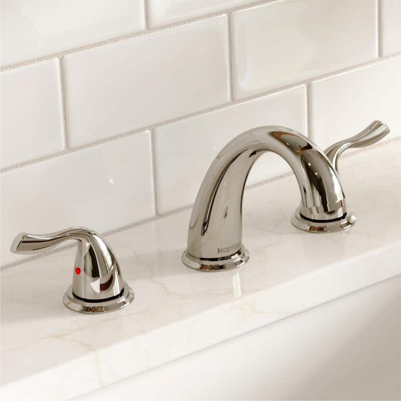 Karran Fulham Three Hole Two Handle Widespread Bathroom Faucet with Matching Pop-up Drain