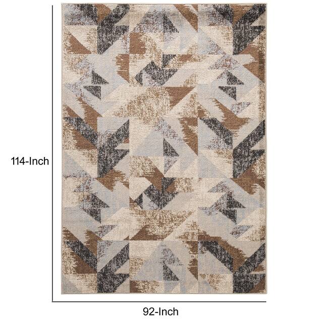Machine Woven Fabric Rug with Geometric Pattern, Large, Brown and Cream - 114"x92"