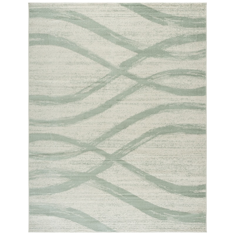 SAFAVIEH, Adirondack Vinni Modern Abstract Distressed Rug - 10' x 14' - Ivory/Sage