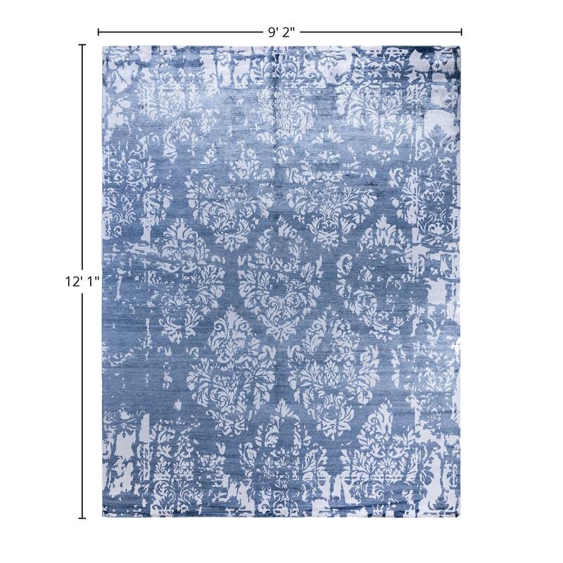 Modern One-of-a-Kind Handmade Area Rug, Blue - 9' 2" x 12' 1"