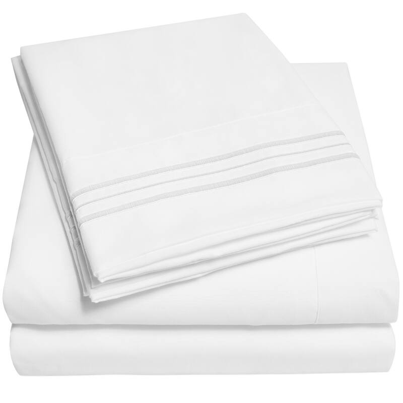 Deep Pocket Soft Microfiber 4-piece Solid Color Bed Sheet Set - Queen - White