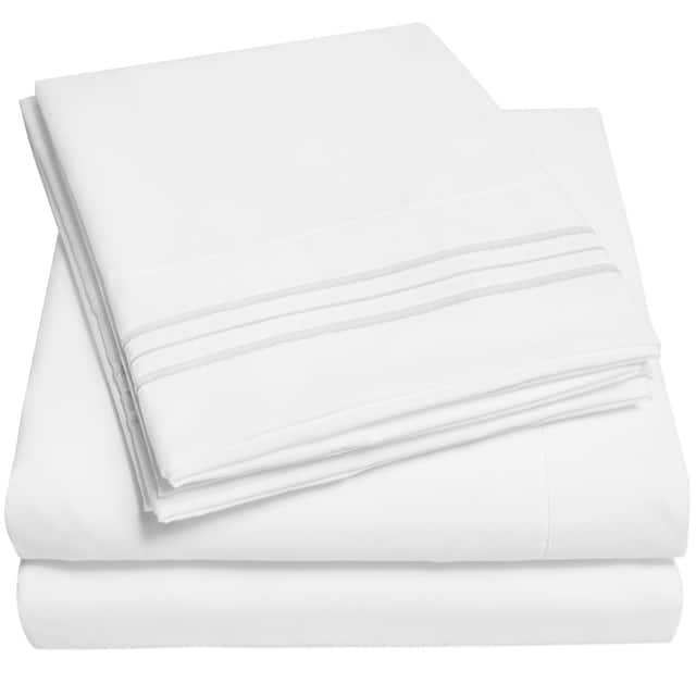 Deep Pocket Soft Microfiber 4-piece Solid Color Bed Sheet Set - Full - White